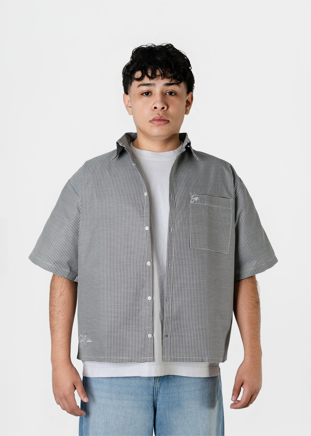 Short Sleeve black button up