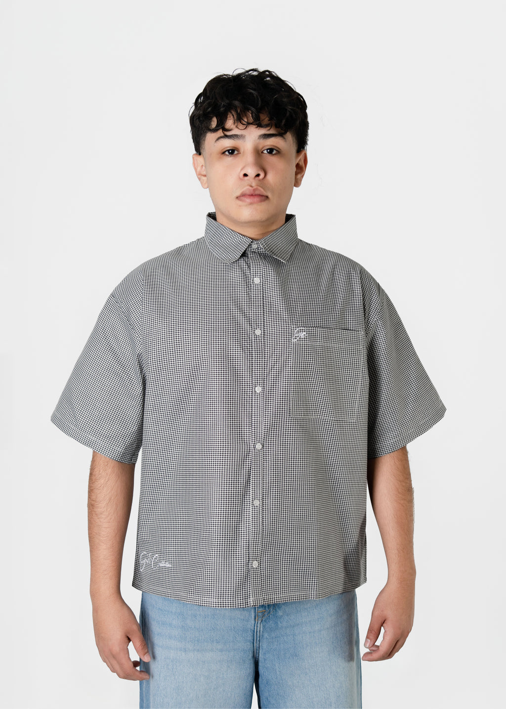 Short Sleeve black button up