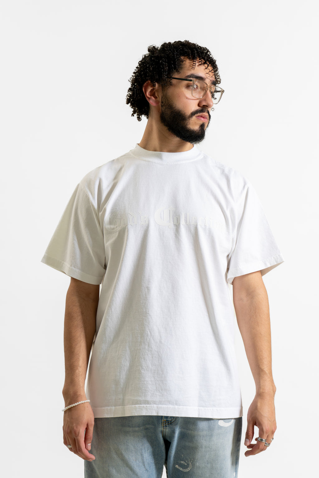 GC white t-shirt on a white background