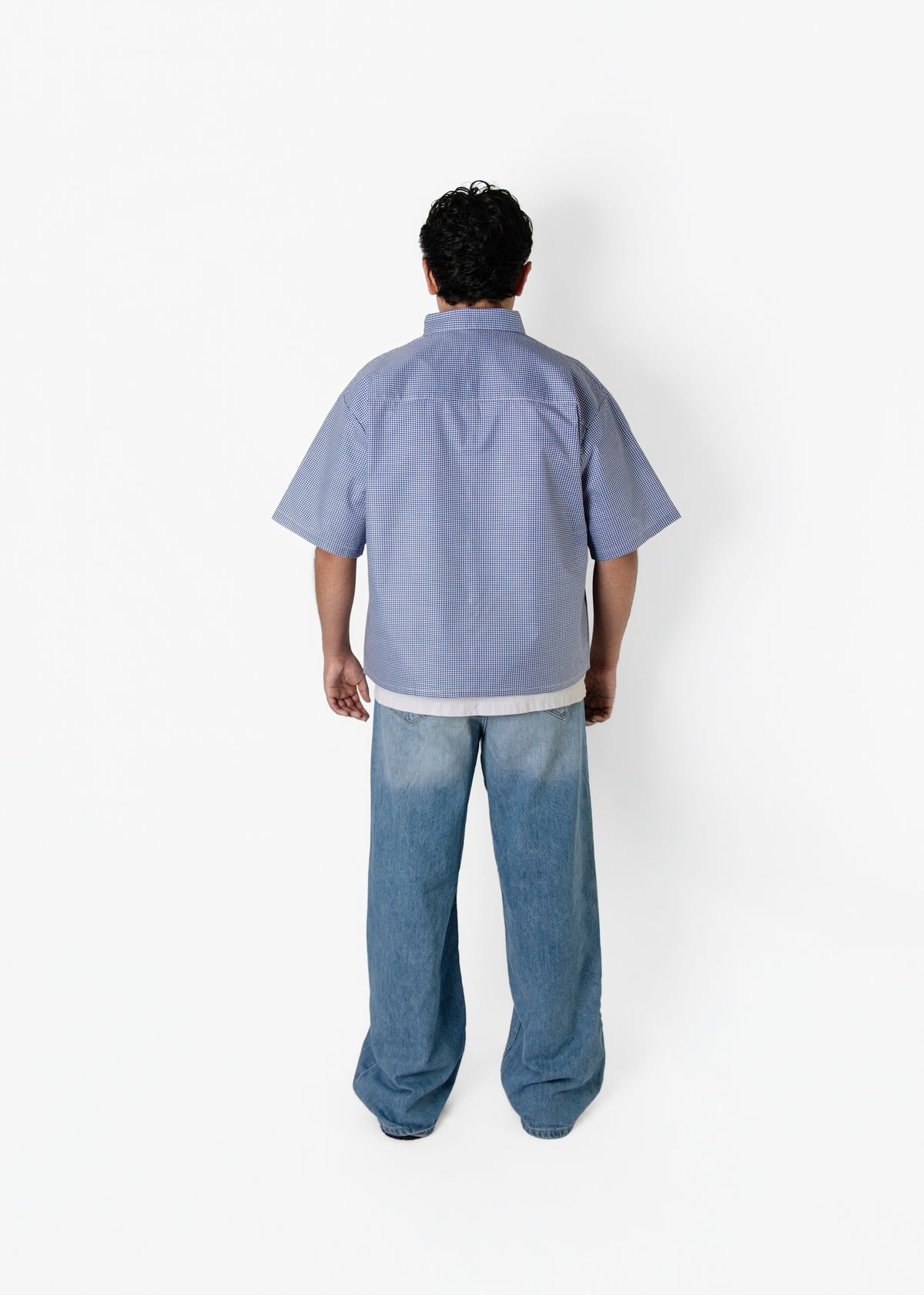 Short Sleeve blue button up