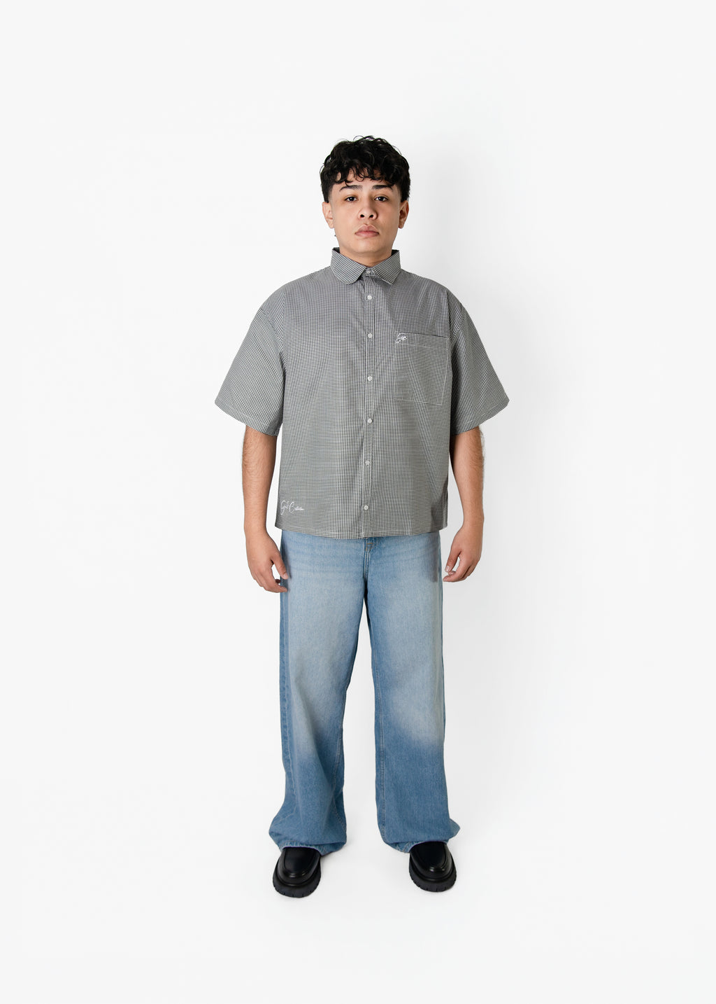 Short Sleeve black button up