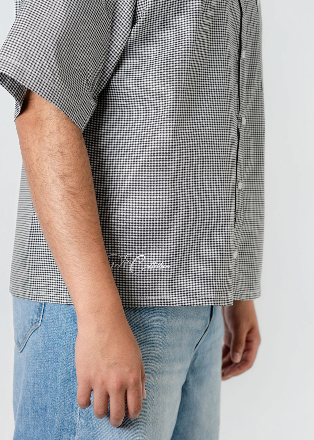 Short Sleeve black button up