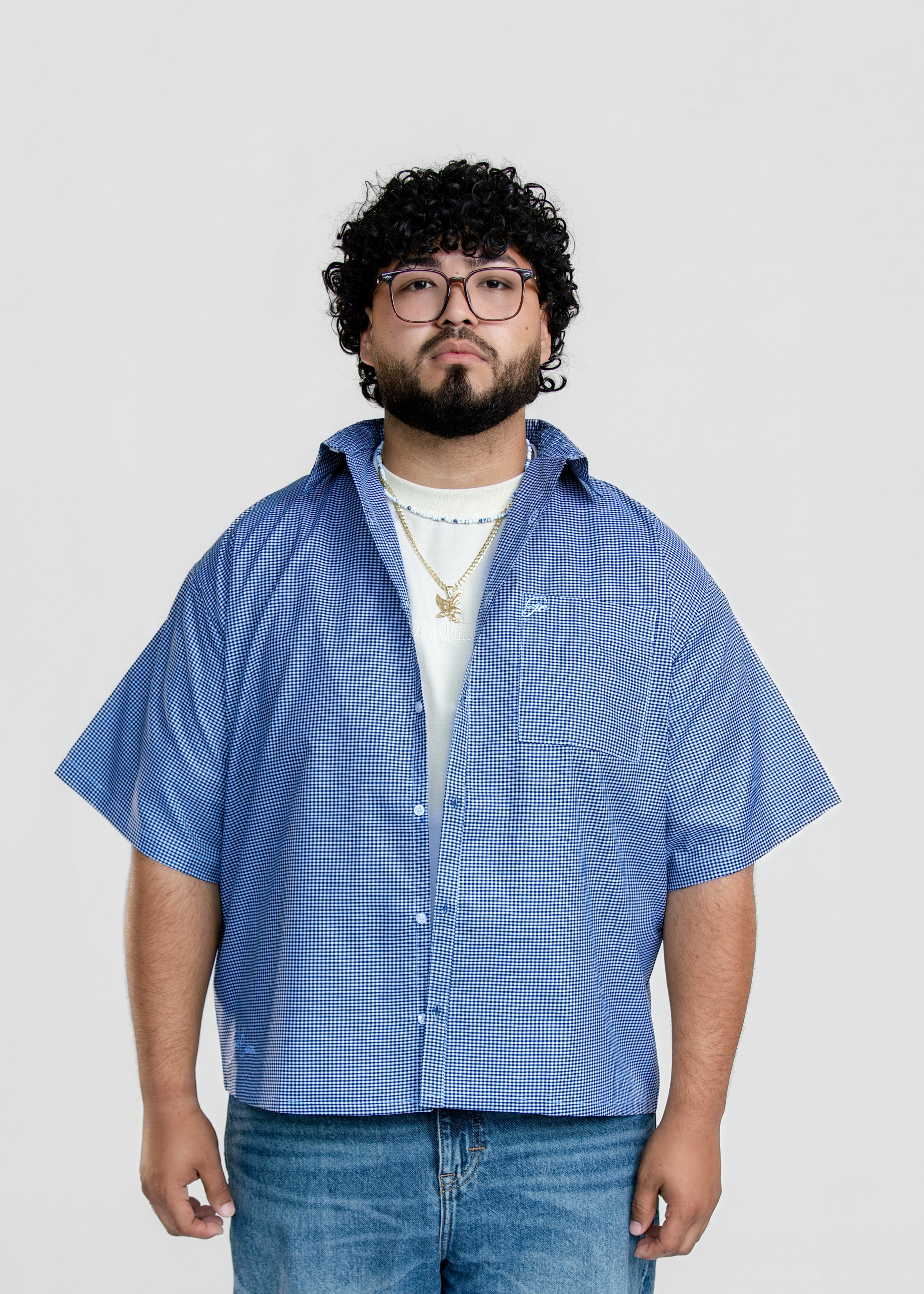 Short Sleeve blue button up