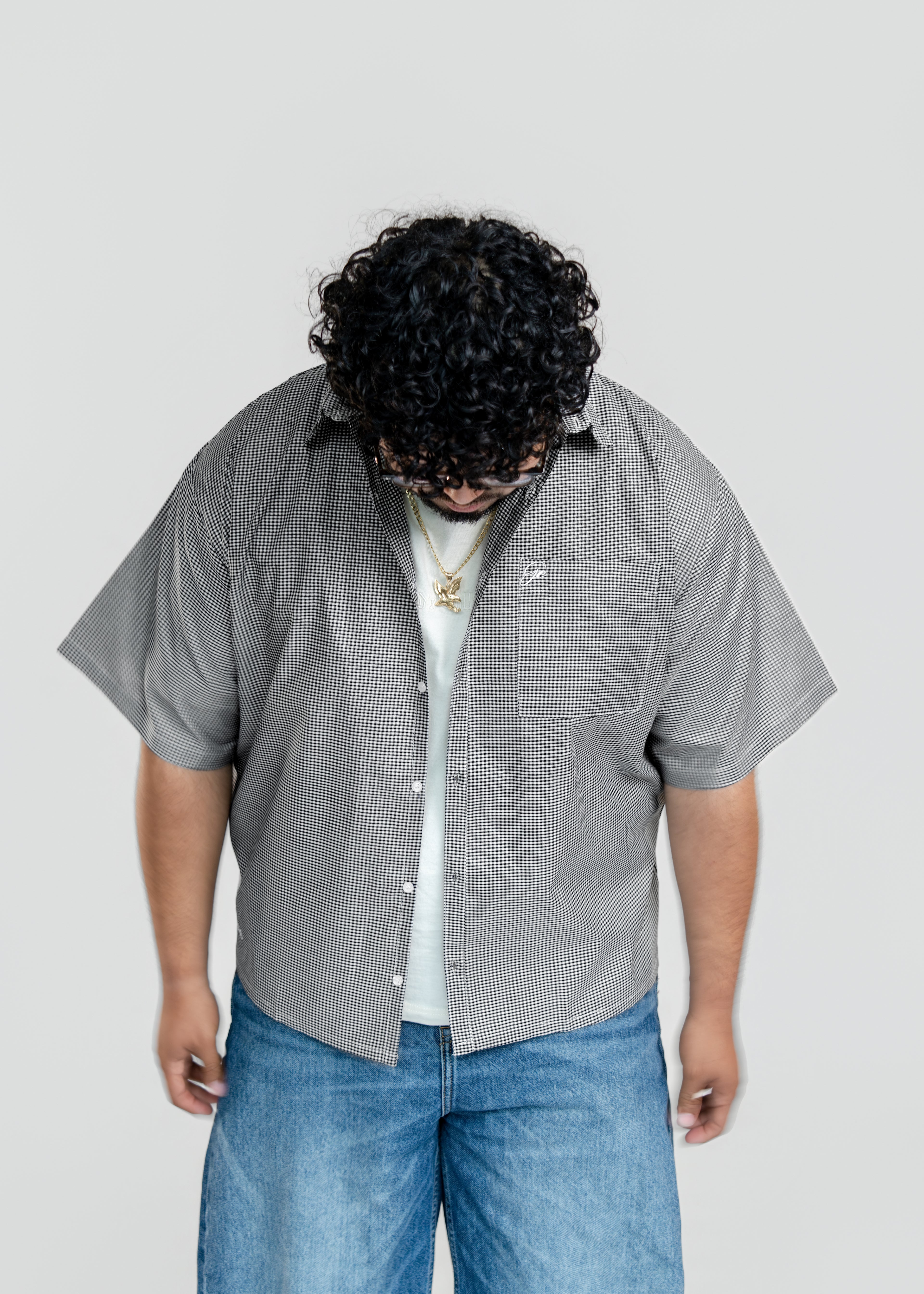 Short Sleeve black button up
