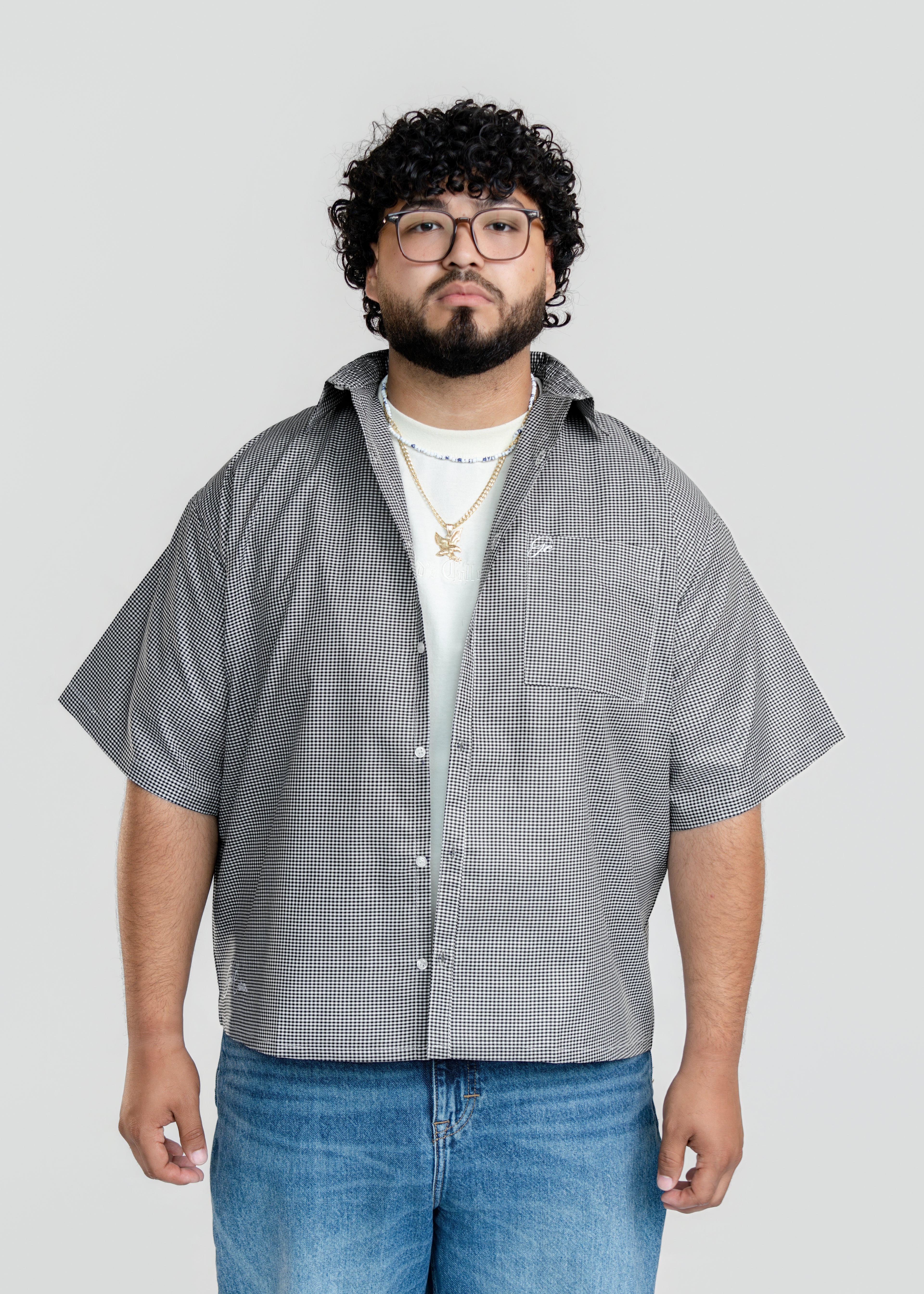 Short Sleeve black button up