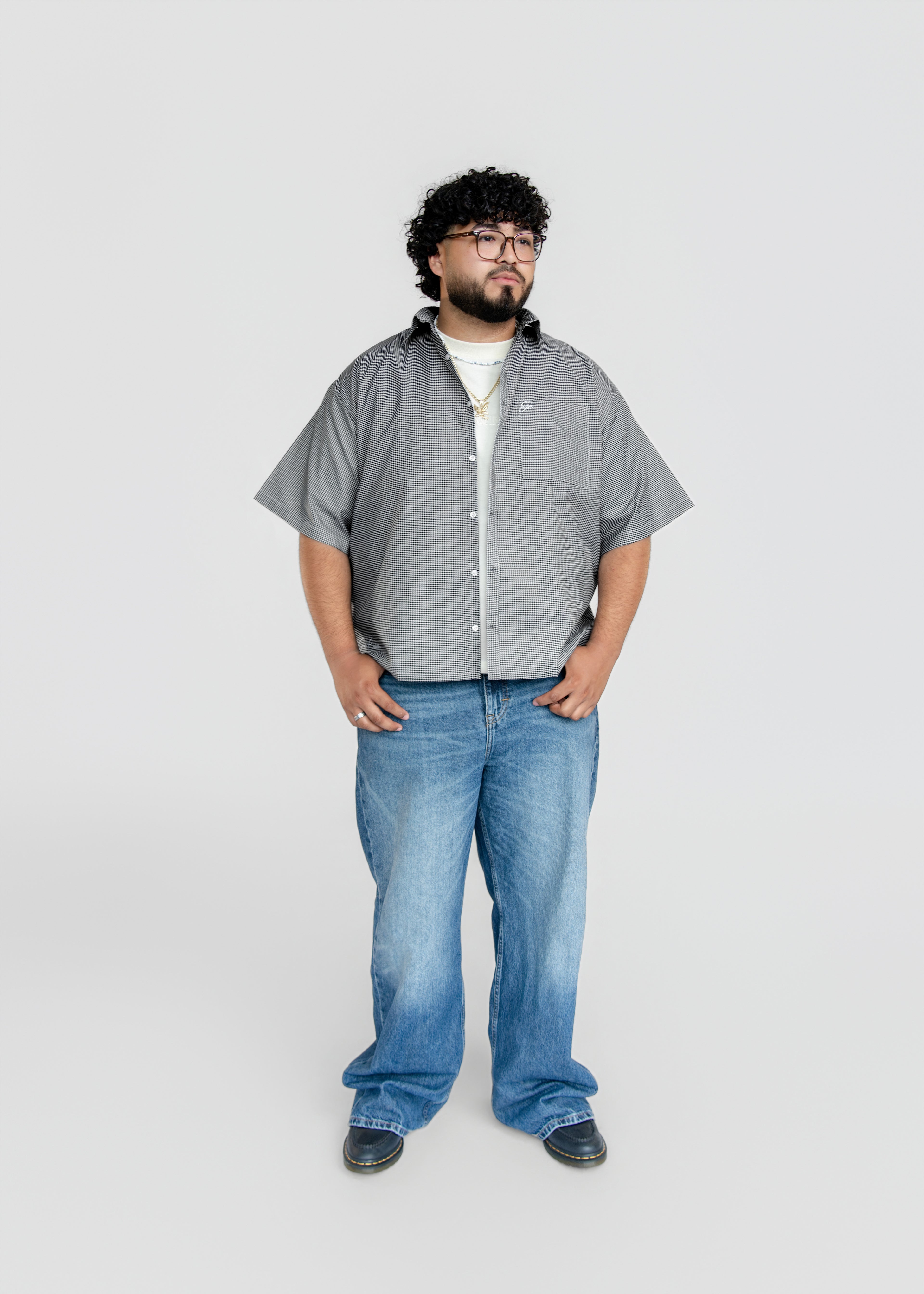 Short Sleeve black button up