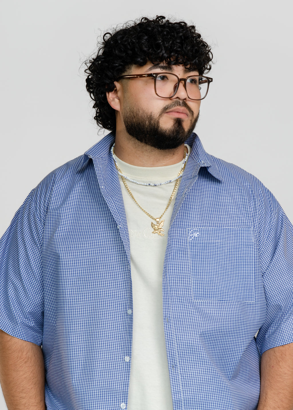 Short Sleeve blue button up